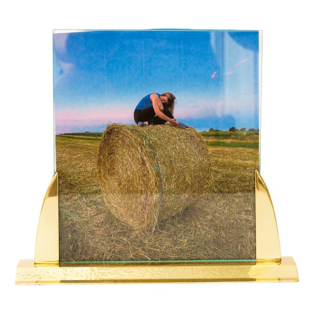 Art Deco Picture Frame with Glass and Partly Hammered Brass, Vienna, 1920s For Sale