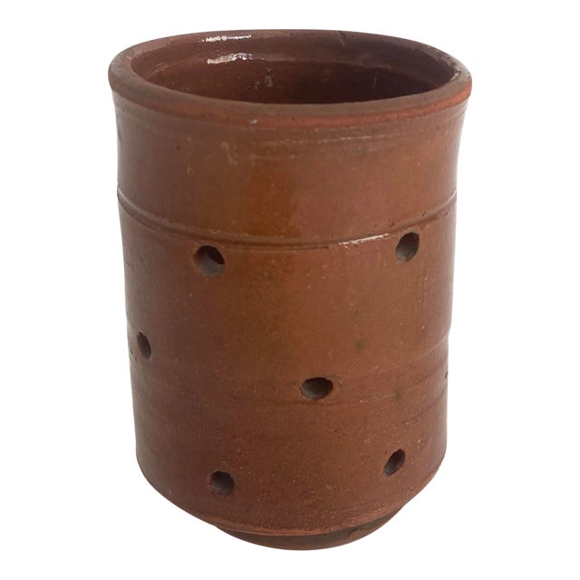 Rustic French Pottery Faisselle Cheese Mold Vessel For Sale
