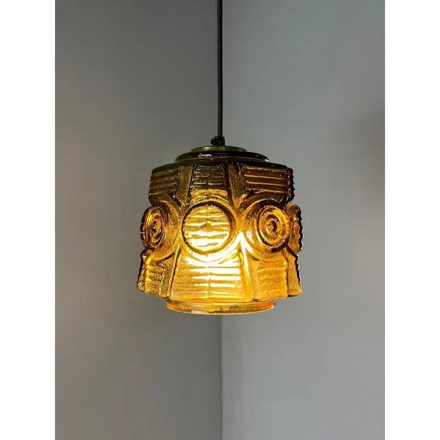 Hanging Lamp in Brown Glass and Brass from Vitrika For Sale - Image 11 of 11