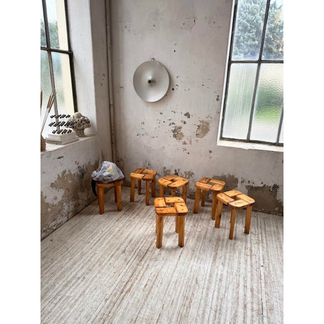 Wood Stools by Olof Ottelin, Finland, 1950, Set of 6 For Sale - Image 7 of 18