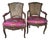 Antique French Louis Xvi Style Fauteuil Armchairs With Caning and New Upholstery Quadrille Batik Down Cushions- A Pair For Sale