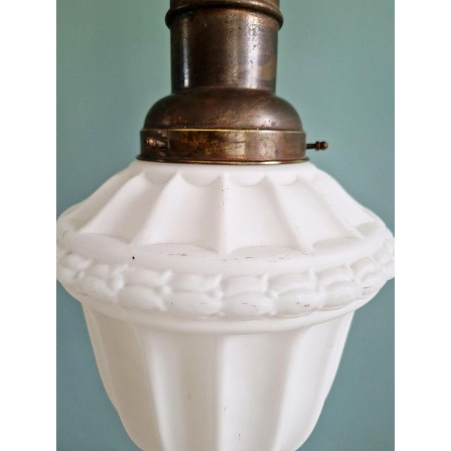 Art Deco Pendant Light in Molded White Pressed Glass, 1920s-1930s For Sale - Image 9 of 15