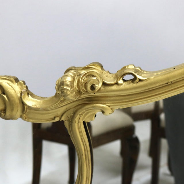 Antique French Louis XIV Giltwood Triptych Foliate Form Over Mantle Mirror 19th Century For Sale - Image 10 of 12