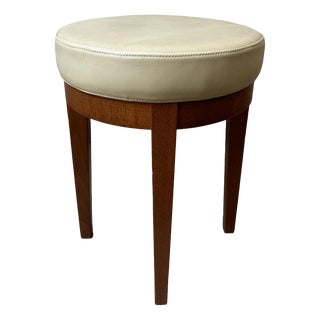 Vintage Workshop Stool in Beech and Leather, 1980s For Sale