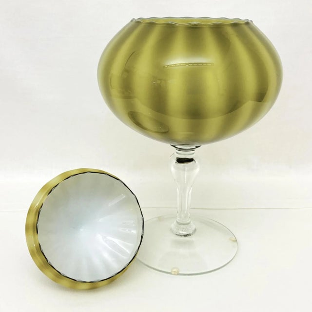 Glass Vintage Green Cased Glass Apothecary For Sale - Image 7 of 8