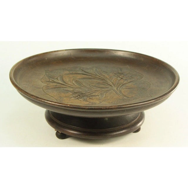 Black Forest Carved Wood Swiss Wind-Up Musical Bowl Compote Edelweiss For Sale - Image 13 of 13