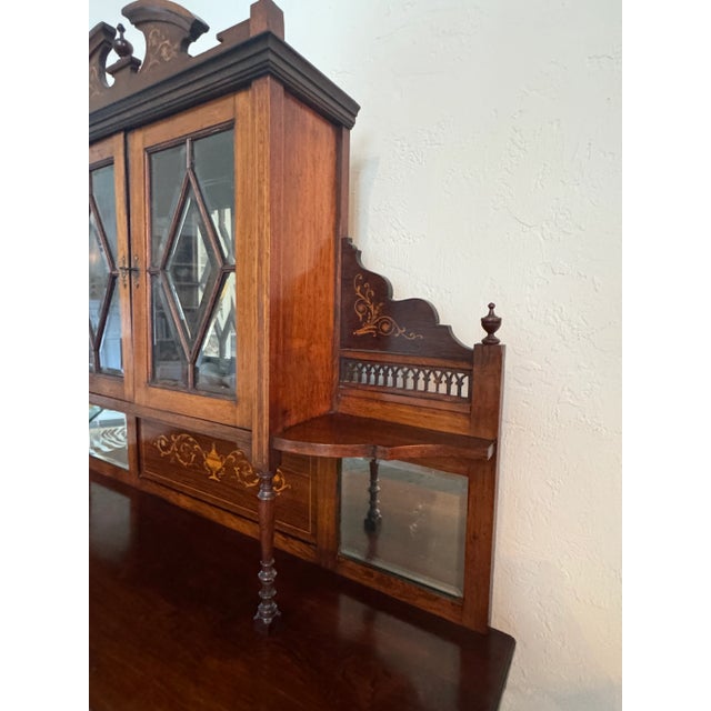 Antique English Rosewood & Marquetry Chiffonier Server Buffet - 19th Century For Sale In Miami - Image 6 of 12