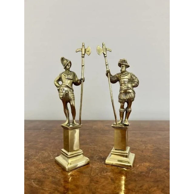 Metal Antique Victorian Quality Brass Figures of Cavaliers, 1860, Set of 2 For Sale - Image 7 of 7