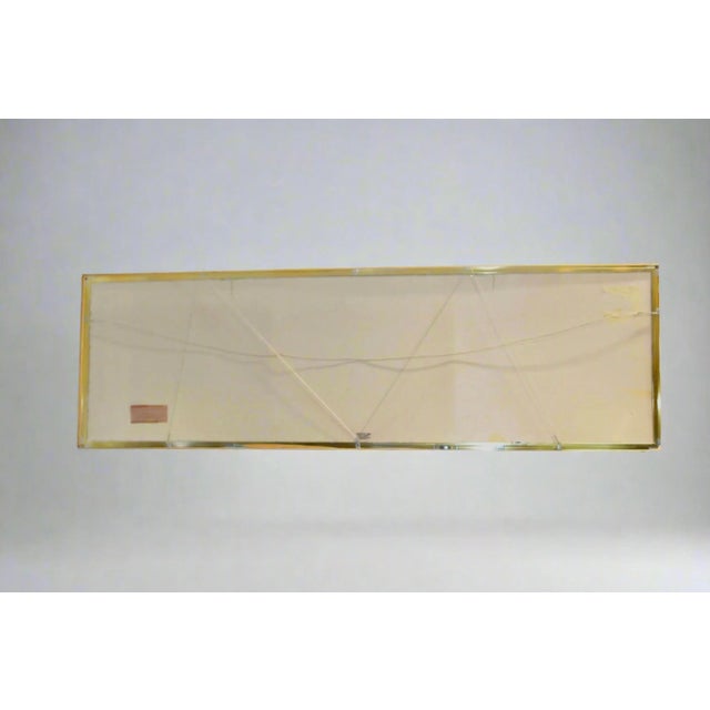 Vintage 1980s triptych wall art watercolor painting consists of 3 works. Artist signed. Brass finish frame.