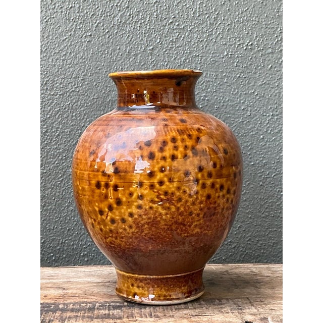 Vintage Textured Ceramic Pottery Vase For Sale - Image 10 of 16