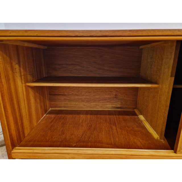 Mid-Century Blonde Sideboard with Sliding Doors, 1960s For Sale - Image 9 of 18