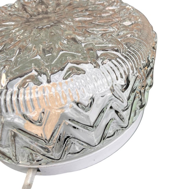 Glass, Round Ceiling Lamp, Massive, Belgium, 1970s. For Sale - Image 4 of 12