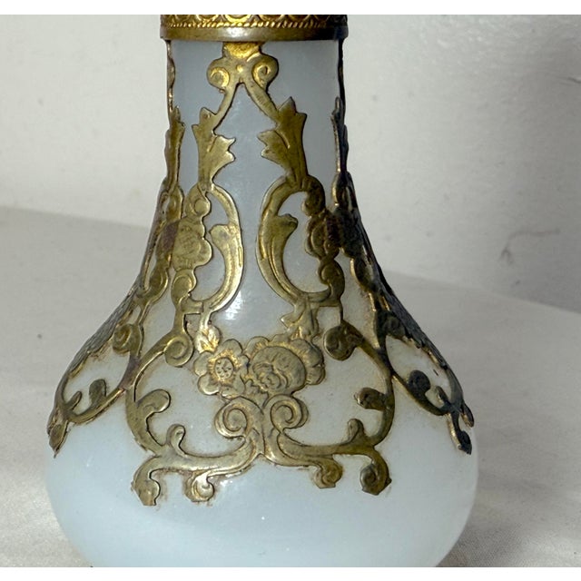 19th Century Antique 19c French Palais Royal Ormolu Bronze Opaline Glass Scent Perfume Bottle For Sale - Image 5 of 13