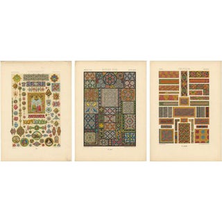 After Albert Racinet, Medieval, Celtic & Renaissance Ornament, 1873, Chromolithographs, Set of 3 For Sale