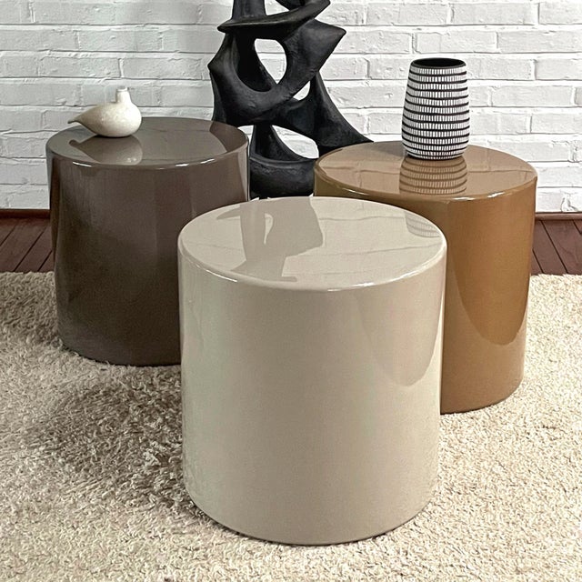 Plastic Mid 20th Century Metro Cylindrical Tables - Set of Three For Sale - Image 7 of 7