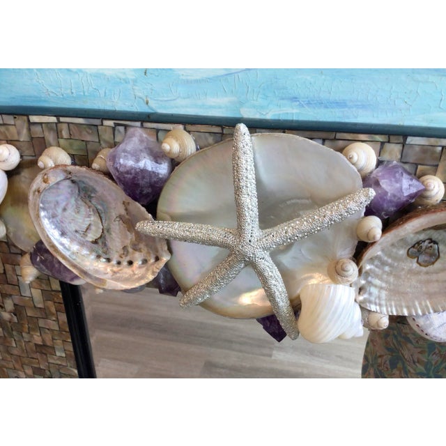 Silver and Sophisticated SeaShells on a Mosaic Inlay Frame For Sale - Image 10 of 10