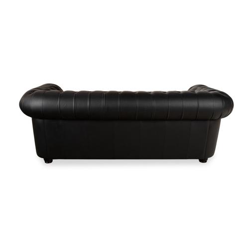 Chesterfield Three-Seater Black Sofa in Leather For Sale - Image 9 of 11