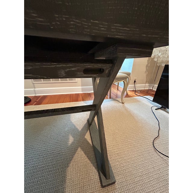 Dark Gray Arteriors Cerused Wood Campaign Style Writing Desk For Sale - Image 8 of 13