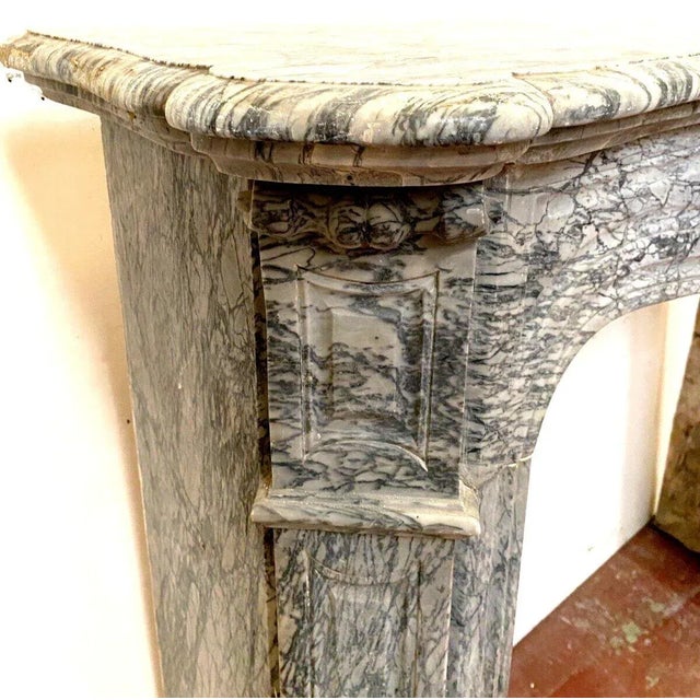 Stone Louis XV Style Pompadour Fireplace in Blue Turquin Marble, 20th Century For Sale - Image 7 of 11