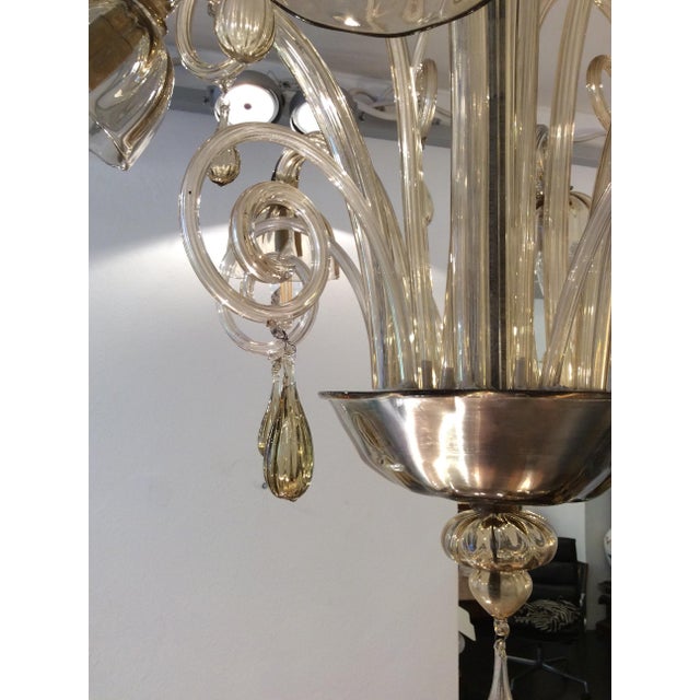 Murano Glass 6-Light Chandelier, 1930s For Sale - Image 3 of 14