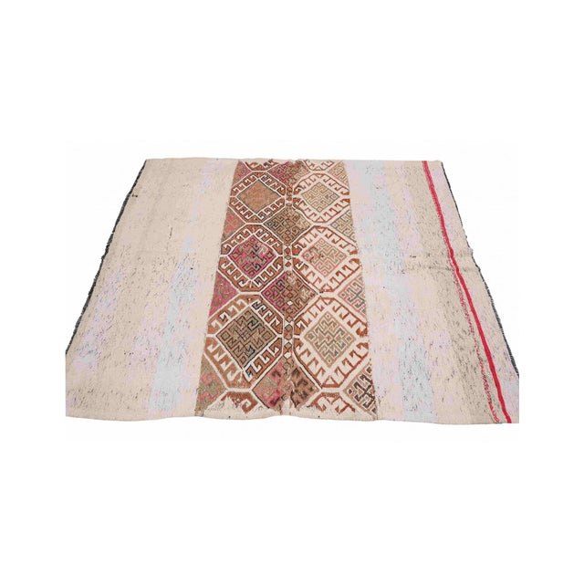 Decorative Vintage Turkish Kilim Rug - 4`7″ X 5`7″ Ft. For Sale - Image 4 of 6