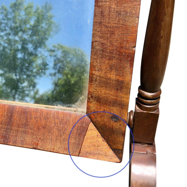 Antique American Empire Flame Mahogany Gentleman's Shaving Mirror