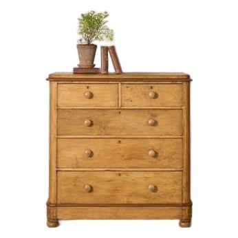 Late 19th Century English Victorian Large Two Over Three Pine Chest With Extra Deep Bottom Drawer For Sale