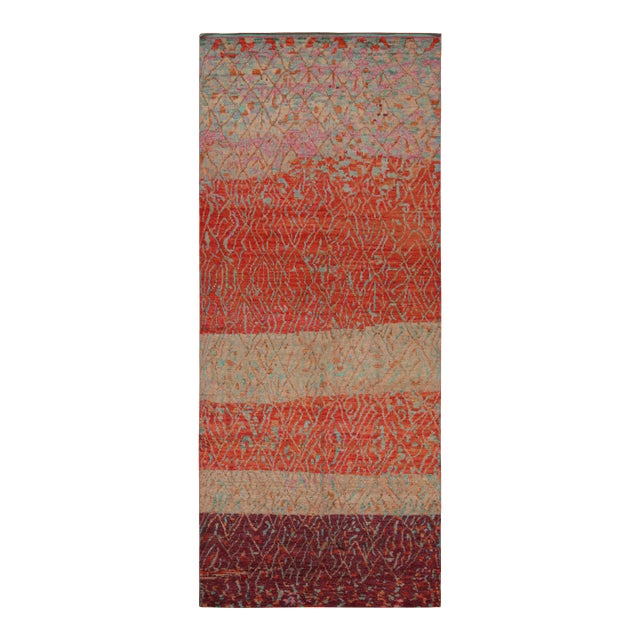 Rug & Kilim’s Moroccan Style Gallery Runner in Red With Geometric Patterns For Sale