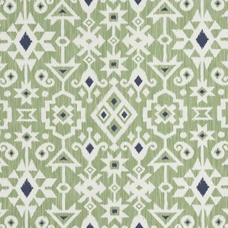 Sample - Schumacher Crusoe Ikat Fabric in Green For Sale