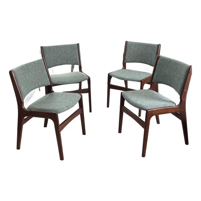 Set of 4 Erik Buch Model 89 Dining Chairs — Danish Mid Century Modern Rosewood, Newly Reupholstered For Sale