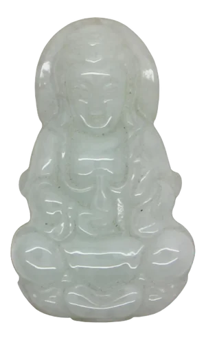 Light Green Sitting Jade Kwan Yin - Bodhisattva - Goddess of Mercy Jade Pendant