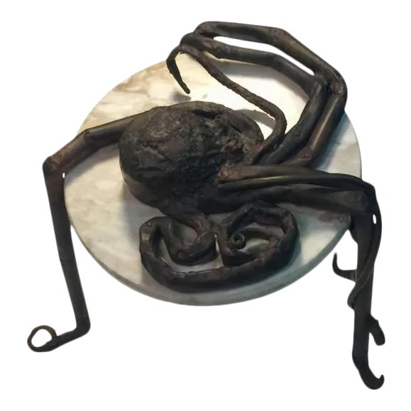 Italian Brutalist Octopus Metal and Marble Table For Sale