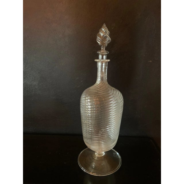 Italian Salviati Murano Hand Blown Swirled Glass Decanter with Gold Inclusions For Sale In Los Angeles - Image 6 of 13