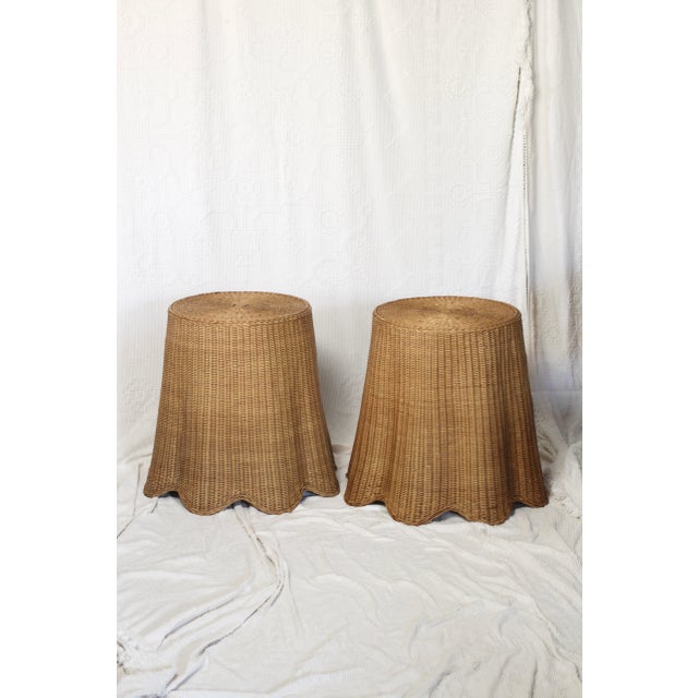 1990s Pair of Matching Wicker Ghost Side Tables For Sale - Image 6 of 11