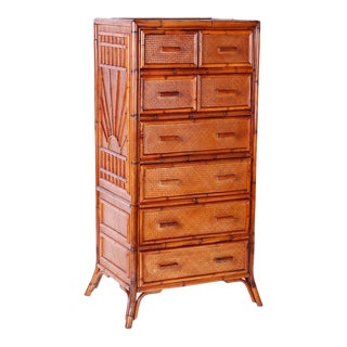 Bamboo and Grasscloth Chest of Drawers For Sale