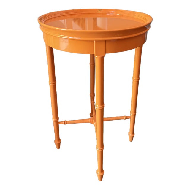 Lacquered Faux Bamboo Table For Sale