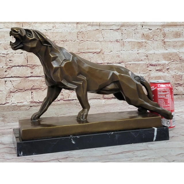 Condition: This Sculpture Is in Perfect condition Bronze Dimensions with Marble Base: Height 10.5" X Width 17" Marble...