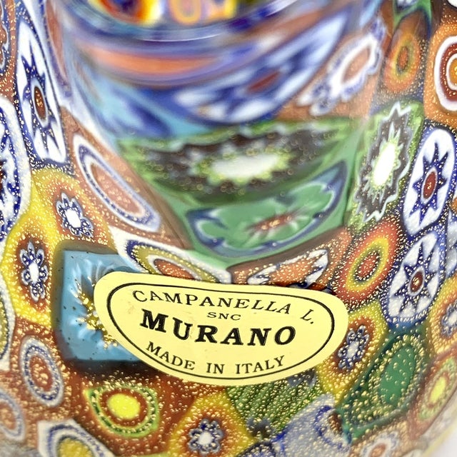 Blue Vintage Murano Campanella Millefiori Handkerchief Vase For Sale - Image 8 of 8