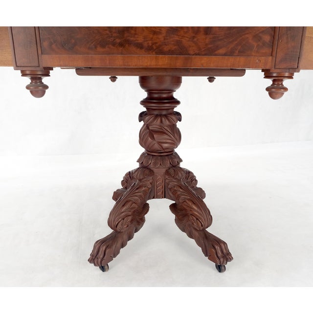 Maitland - Smith Solid Mahogany Heavily Fine Carved Base Folding Drop Leaf Pembroke Table For Sale - Image 4 of 12