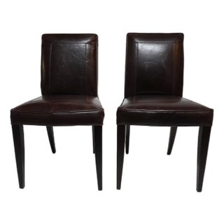 Pair of Leather Dining Chairs Mulholland Brothers For Sale