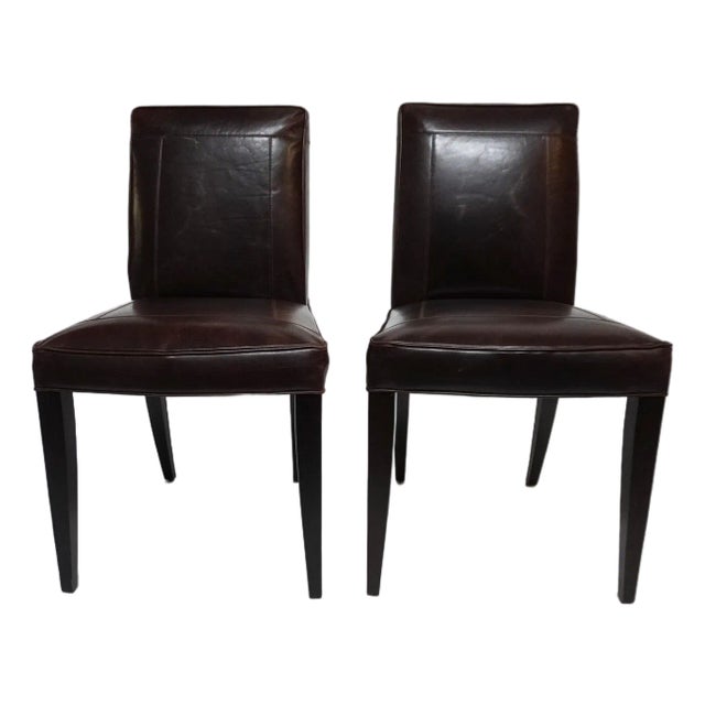 Pair of Leather Dining Chairs Mulholland Brothers For Sale