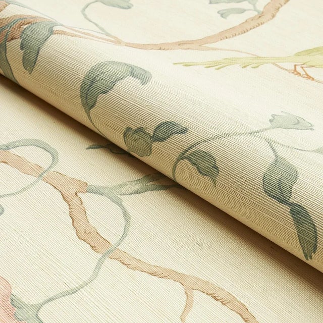 Not Yet Made - Made To Order SAMPLE - Schumacher Wisteria Sisal Wallpaper In Teal & Soft Pink For Sale - Image 5 of 5