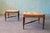 A pair of solid mahogany and thick suede leather Thebes stools / ottomans designed by Edward Wormley for Dunbar. The “x”...