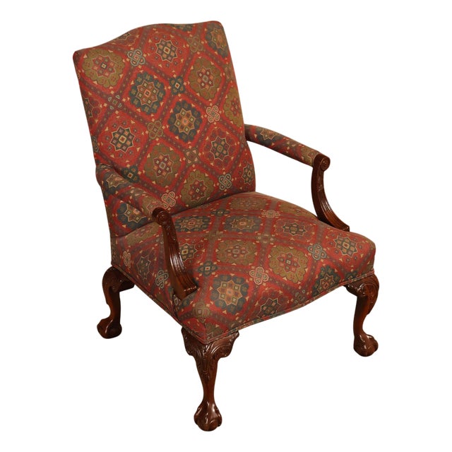 Henredon Chippendale Style Mahogany Library Armchair For Sale