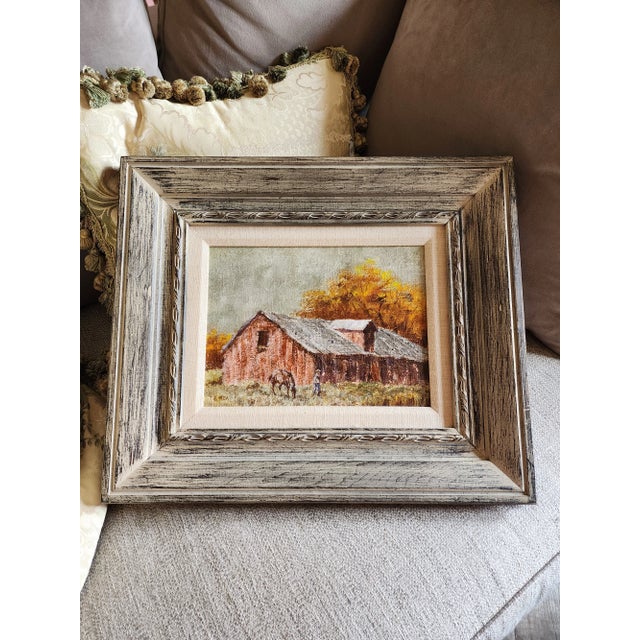 Vintage Red Barn Painting by Ewen For Sale In San Antonio - Image 6 of 6