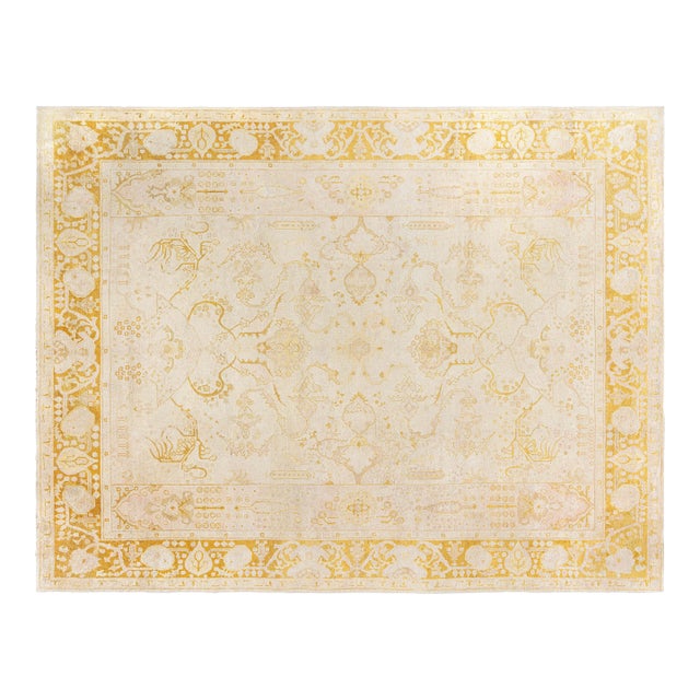 Antique Indian Amritsar Botanic Handmade Wool Rug For Sale