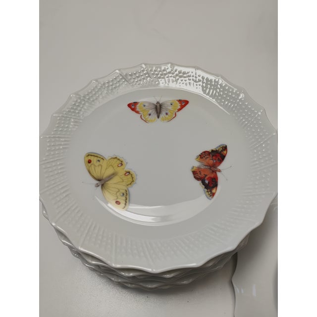 Ceramic Mid 20th Century Chastagner Limoge Butterfly Motif Desert Plates - Set of 10 For Sale - Image 7 of 7