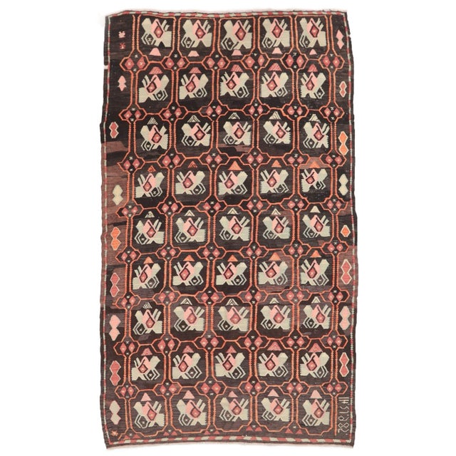Textile Vintage Turkish Kilim Rug For Sale - Image 7 of 7