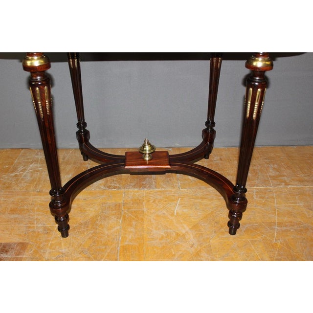 Brown Louis XVI Style Table in Marquetry with Flower Flowers, 1890s For Sale - Image 8 of 16