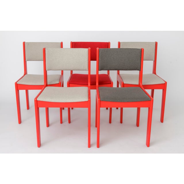 Mid-Century Modern Red Lacquered Beech Dining Chairs from Casala, Germany, 1950s, Set of 5 For Sale - Image 11 of 11